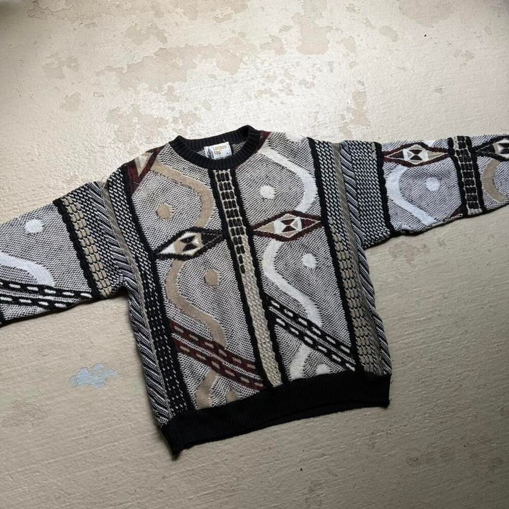 Vintage London Fog Coogi Style Men's L Sweater Textured 90s - Picture 6 of 8